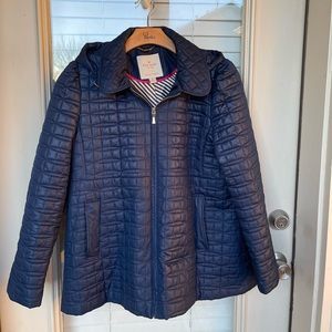 - Kate Spade quilted hooded blue XL jacket EUC puffer
